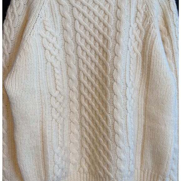 Northern Isles Virgin Wool Cable Knit Fisherman Sweater Medium Long Sleeves Cozy - Picture 5 of 7